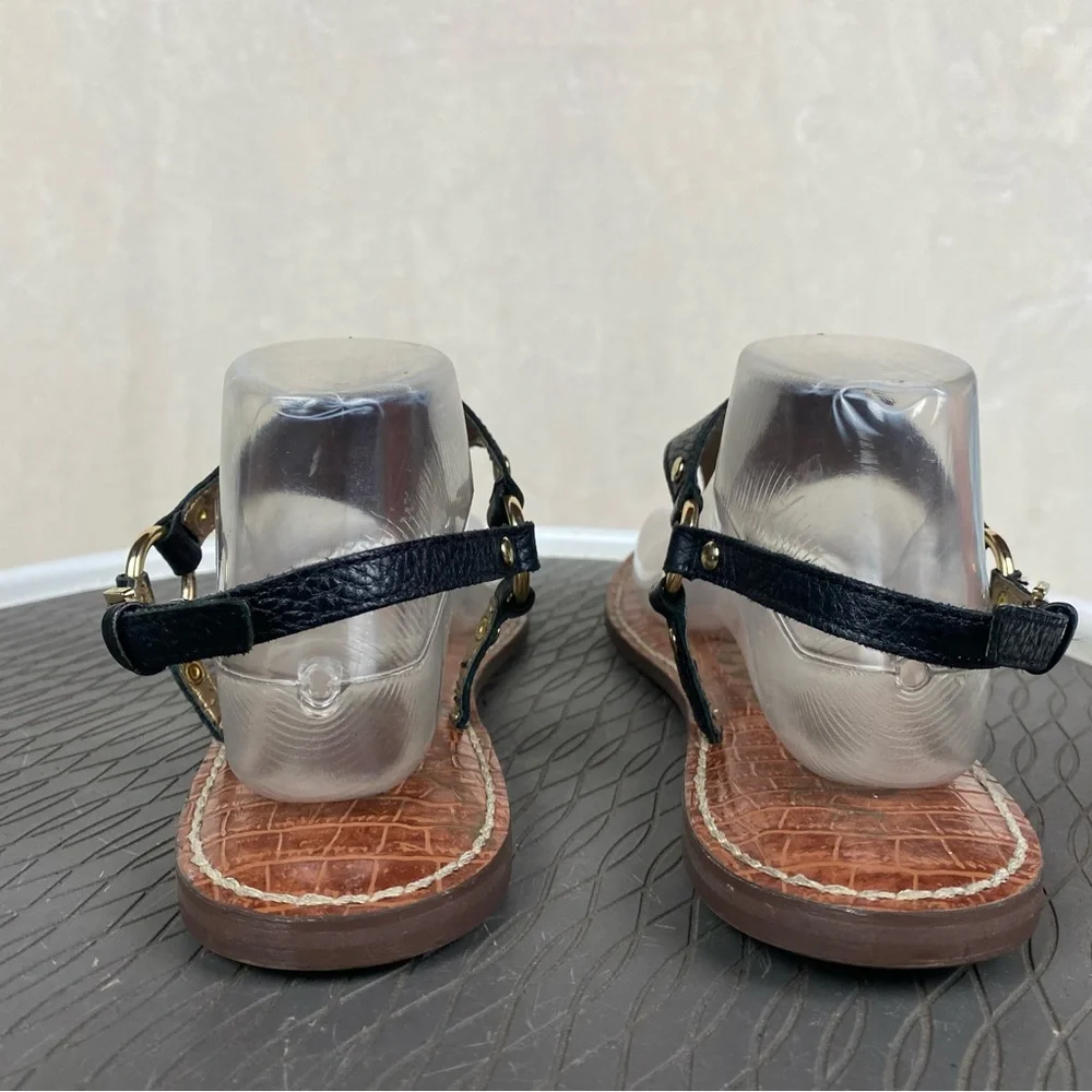 Black Leather Women's Sandals - Picture 6 of 16